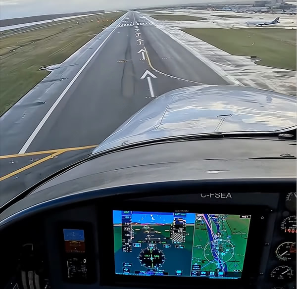Runway at Portland Oregon from the cockpit